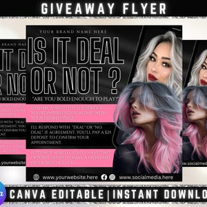 Deal or No Deal Flyer, Deal or No Deal Hair Nails Lashes Braids Makeup MUA Wigs Canva Flyer, Book Now Flyer, Deal or No Deal Flyer Templates