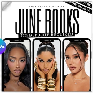 Juni Buchung Flyer, DIY Flyer Vorlage Design, Juni Termin Flyer, Hair Lash Instagram Post, Book Now Flyer, Vorgefertigter Business Flyer