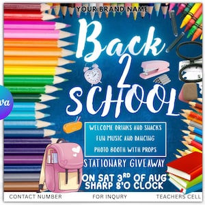 Back To School Flyer, Back to school sale flyer, Back to school Hair flyer, DIY canva template, Back 2 School Flyer, Canva Editable