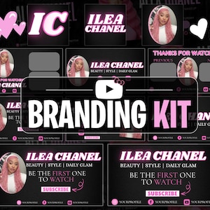 TRENDY Youtube Branding Kit | Editable Banner, Intro & Outro and Thumbnails | Editable Canva Template