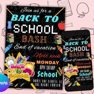 Back To School Bash Flyer, DIY Flyer Template Design, Community Event Flyer, Back To School Party Invite Flyer, Premade Invitation Flyer