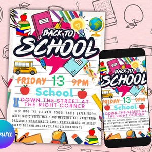 Back To School Bash Flyer, DIY Flyer Template Design, Community Event Flyer, Back To School Party Invite Flyer, Premade Invitation Flyer