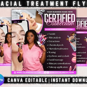 Esthetician Flyer, DIY Flyer Template Design, Skin Care Services Flyer, Beauty Facial Treatment Flyer, Premade Instagram Hydrafacial Flyer