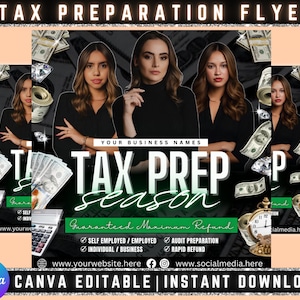 Tax Prep Flyer, Tax Prep Flyer, Tax Prep Instagram, Tax Flyer Template, Preparation Flyers, Tax Prep Template, Tax Preparation