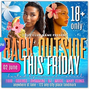 Summer Party Flyer, Pool Party Flyer, Summer Break Party Flyer, Summer Event Flyer, Beach Flyer, DIY Flyer Template Design, Canva Editable
