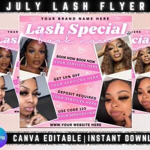 July Booking Flyer, Lash Special Flyer, DIY Summer Flyer, Summer Sale Flyer, Social Media Flyer, Canva Flyer Template, Digital Download