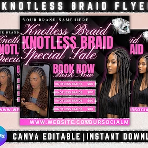 Summer Braid Sale Flyer, Summer Sale Flyer, Braid Prices Flyer, Braids Sale Flyer, Hair Flyer, Lashes Flyer, Braids Special Flyer Template