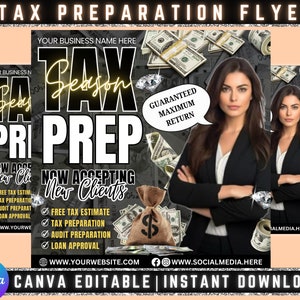 Tax Prep Flyer, Tax Prep Flyer, Tax Prep Instagram, Tax Flyer Template, Preparation Flyers, Tax Prep Template, Tax Preparation