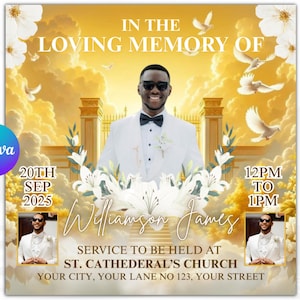 Memorial Funeral Announcement Flyer, Funeral Memorial Announcement Flyer, Funeral Announcement Template, Rest In Peace Flyer, Canva Editable