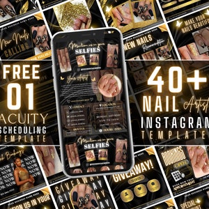 40+ Nail Tech Instagram Templates | Nail Artist Instagram Post | Nail Technician Social Media Posts | Nails Templates | Aesthetic Instagram