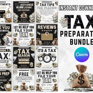 15 Tax Prep Bundle, Tax Prep Flyer, Tax Prep Instagram, Tax Flyer Template, Preparation Flyers, Tax Prep Template, Tax Preparation