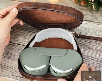 Airpods Max Leather Case, Leather Cover, Case Holder, Safety Case, Gifts for men and women, Essential Case, Headphone Case, Brown Case