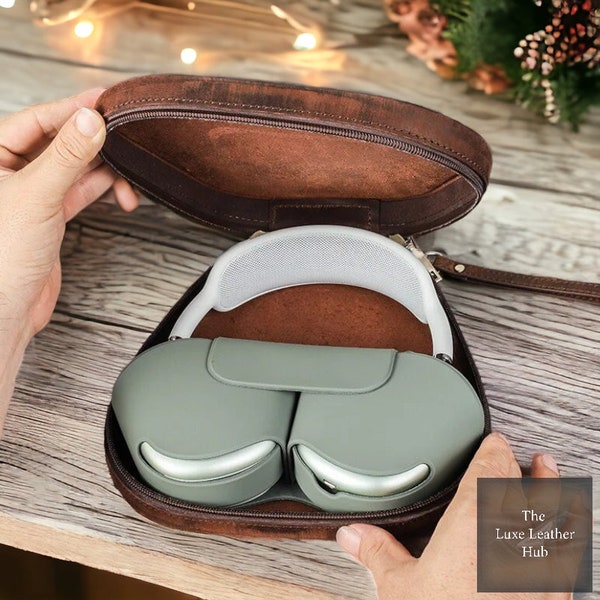 Airpods Max Leather Case, Leather Cover, Case Holder, Safety Case, Gifts for men and women, Essential Case, Headphone Case, Brown Case