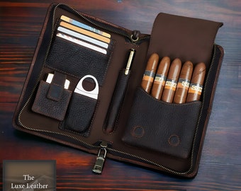 Leather Cigar Case, Tobacco Cigar Holder Case, Leather Cover, Travel Pouch, Husband Gifts, Multi-function Travel Cigar Case, Gifts For Him