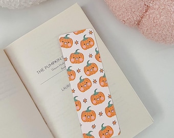 Lindo marcapáginas de calabaza / Regalo de lino para amantes de los libros de otoño