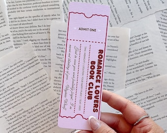 Romance Lovers Book Club Bookmark | Bookmark Ticket Voucher | Coupon Style Bookmark | Linen Bookmark | Reading Bookmark