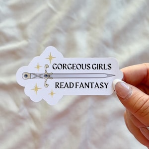 ゴージャスな女の子がファンタジーを読むステッカー | 本好きステッカー | Kindle ステッカー | ロマンティック ステッカー