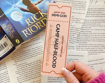 Marcapáginas de lino del Campamento Mestizo: regalo de Percy Jackson
