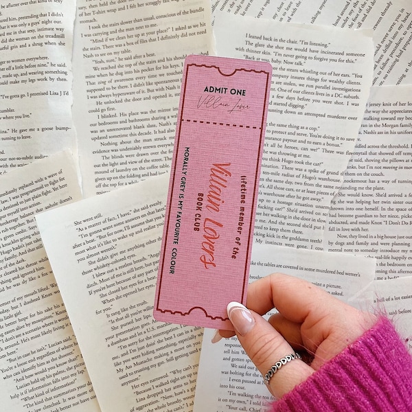 Villain Lovers Book Club Linen Bookmark: Ticket Style