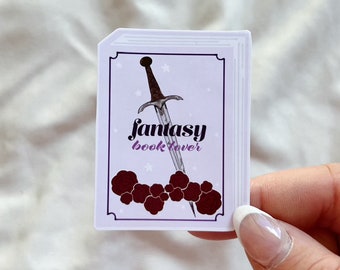 Fantasy Book Lover Glossy Sticker: Sword & Flowers