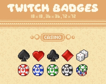 Casino Pixel Art Twitch Badges: Streaming Channel Sub Badges (Digital Download)