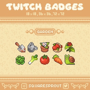 Garden Pixel Art Twitch Badges: Streaming Channel Sub Badges (Digital Download)