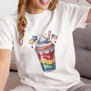 Comfort Colors 4th of July Smoothie Shirt Red White Blue USA Pride Tee, Retro Patriotic Crewneck, Vintage American Flag Summer Top