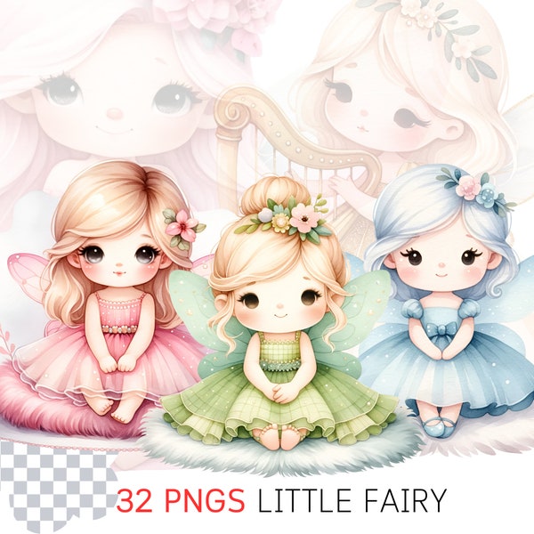 Enchanted Fairy Garden Clipart - Magic Fairy Tale & Forest Illustrations Cute Watercolor Fairies PNG Perfect for Party Invitations and Gifts