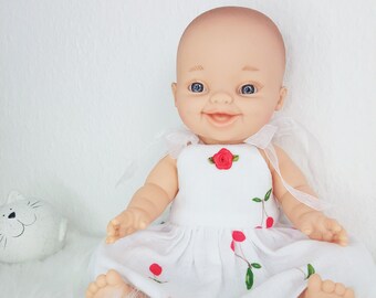 Handmade Doll Clothes: White Dress for 34 cm Baby Born Doll