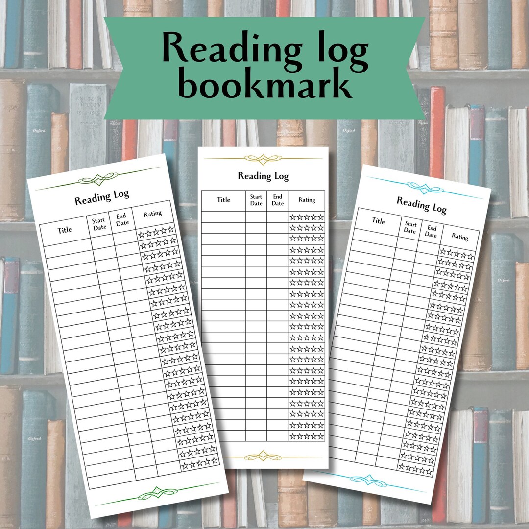 Reading Log Bookmark Printable - Etsy