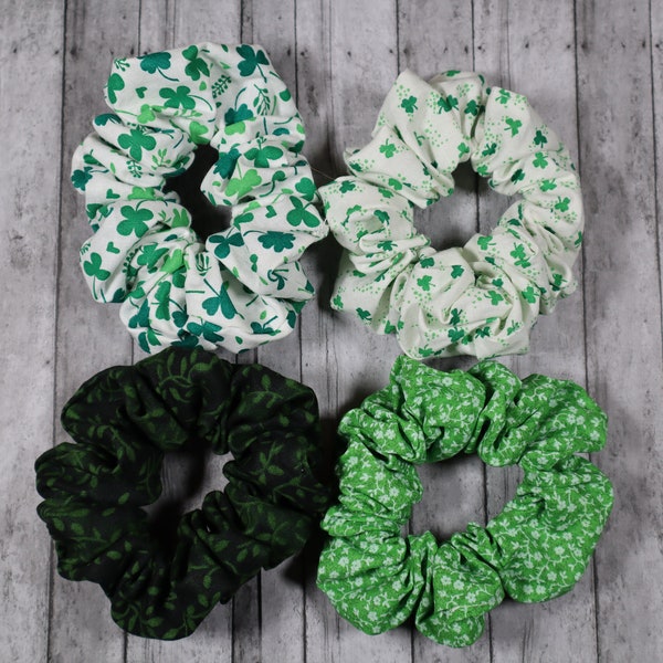 St. Patrick's Day Scrunchie Set for Women | Hair Scrunchie, St Pattys Day Scrunchies, Green Scrunchies, Shamrock, Happy St Pattys Day