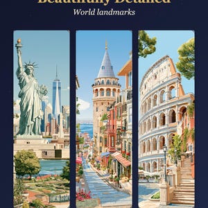 12er-Set Lesezeichen zum Ausdrucken, Lesezeichen mit Reisezielen, Aquarell-Stadtmotive, Geschenk für Bücherliebhaber Bild 2