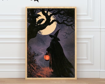 Arte de parede de boticário de bruxa, frascos de poções para imprimir, decoração de cozinha bruxa, impressão vintage de Halloween