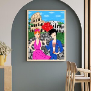 Rome Wall Art, Hand Drawn Colosseum Print, Italy Travel Poster, Printable Roman City Illustration image 12