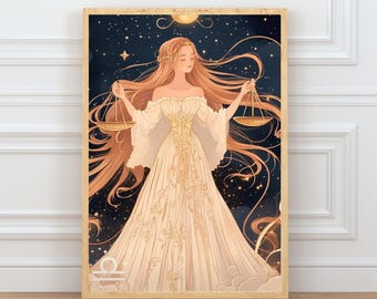 Libra Zodiac Wall Art Print, Astrology Poster, Horoscope Star Sign Artwork