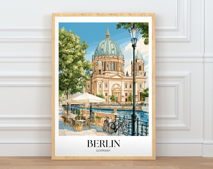 Berlin Travel Poster, Berlin Cathedral Wall Art, Berliner Dom Printable Poster, Germany Travel Print, Berlin City Decor, Digital Download