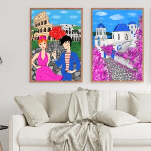 Rome Wall Art, Hand Drawn Colosseum Print, Italy Travel Poster, Printable Roman City Illustration image 11