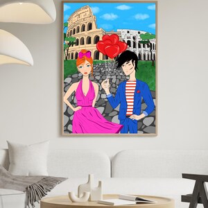 Rome Wall Art, Hand Drawn Colosseum Print, Italy Travel Poster, Printable Roman City Illustration image 7