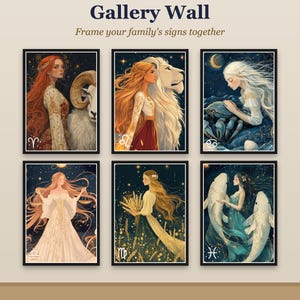 Wandbild-Set mit 12 Sternzeichen, Astrologie-Drucke im Set, Sternzeichen-Poster zum Ausdrucken, Astrologie-Geschenk Bild 4