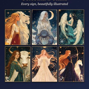 Wandbild-Set mit 12 Sternzeichen, Astrologie-Drucke im Set, Sternzeichen-Poster zum Ausdrucken, Astrologie-Geschenk Bild 2