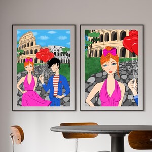 Rome Wall Art, Hand Drawn Colosseum Print, Italy Travel Poster, Printable Roman City Illustration image 10