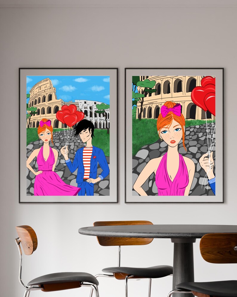 Rome Wall Art, Hand Drawn Colosseum Print, Italy Travel Poster, Printable Roman City Illustration image 10