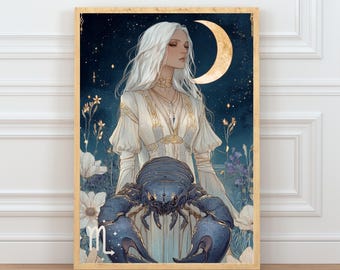 Scorpio Zodiac Wall Art Print, Astrology Poster with Scorpion, Horoscope Star Sign Artwork