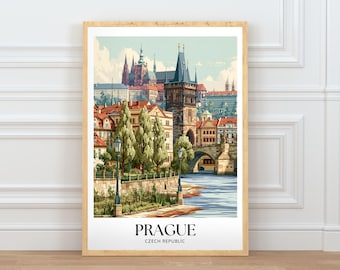 Prague Travel Poster, Prague Wall Art, Czech Republic Printable Poster, Prague Digital Download, Travel Decor