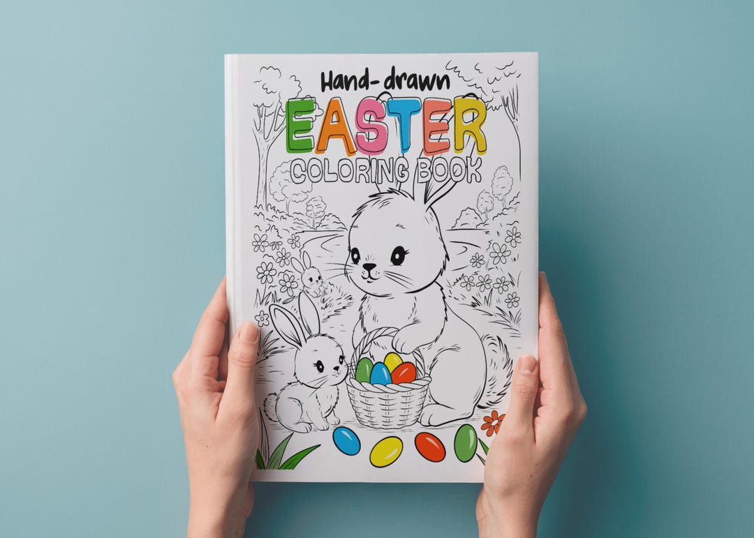 Bunny & Egg Hand Drawn Printable Easter Coloring Book | Instant Digital ...