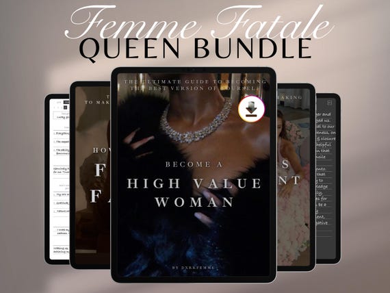 Self-Mastery Queen Bundle, Dark Feminine Energy, Femme Fatale eBooks & Journals (Digital Kit)