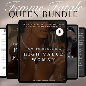 Queen Bundle, High Value Woman, Femme Fatale, Princess Treatment eBooks, Shadow Work Journal, Wellness Journal | Self Mastery Digital Kit