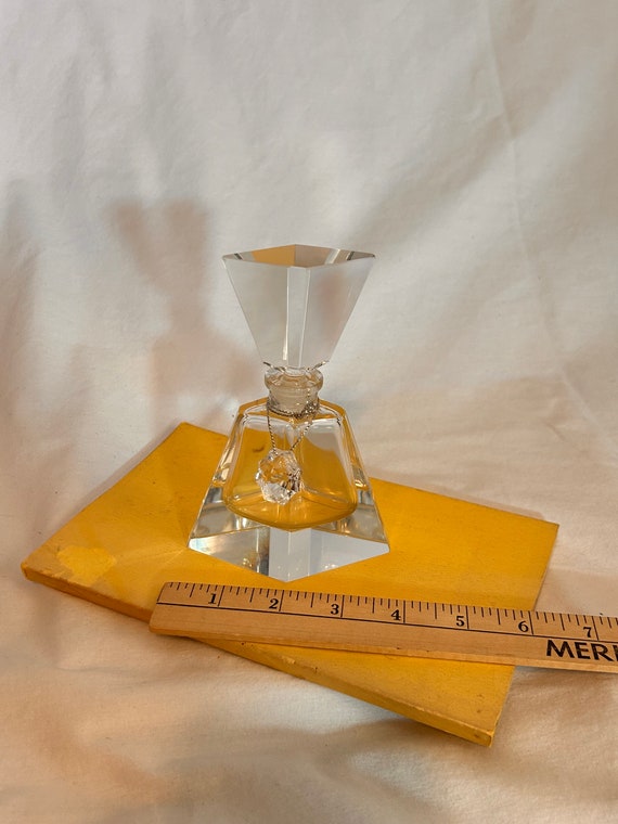 Vintage geometric perfume bottle with glass stopp… - image 4