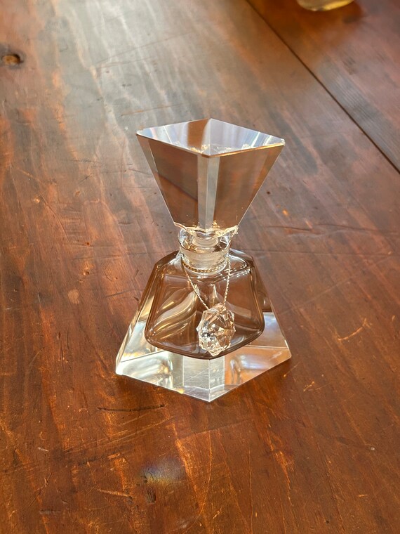 Vintage geometric perfume bottle with glass stopp… - image 2