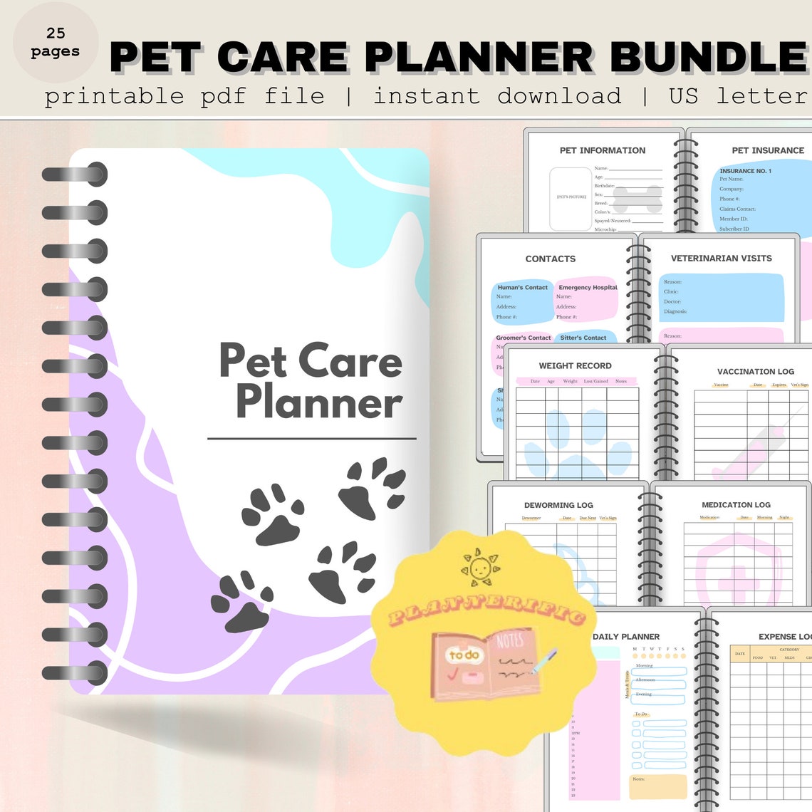 Pet Care Planner, Cute Pet Planner, Printable Pet Planner, Dog Journal ...
